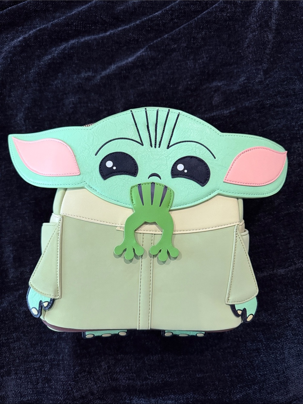 Baby Yoda Backpack with Pink Ear Accents